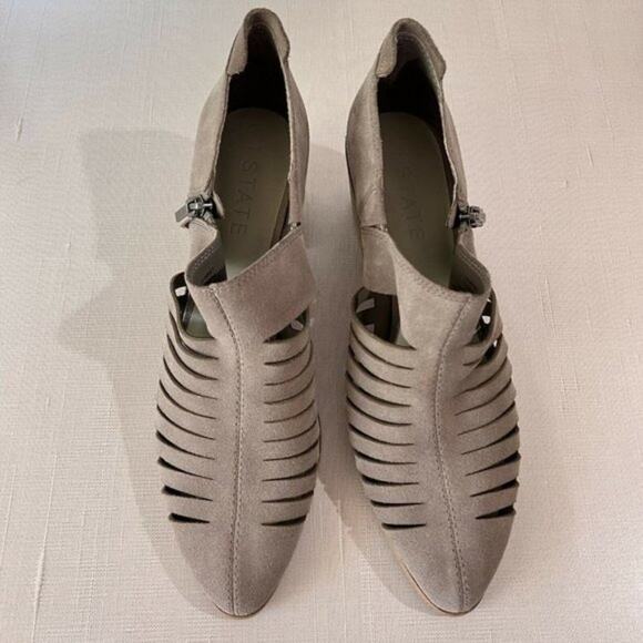 1.STATE Arnet Bootie Ankle Suede Leather Perforated Boot Grey Women's Size 12M - Picture 6 of 9